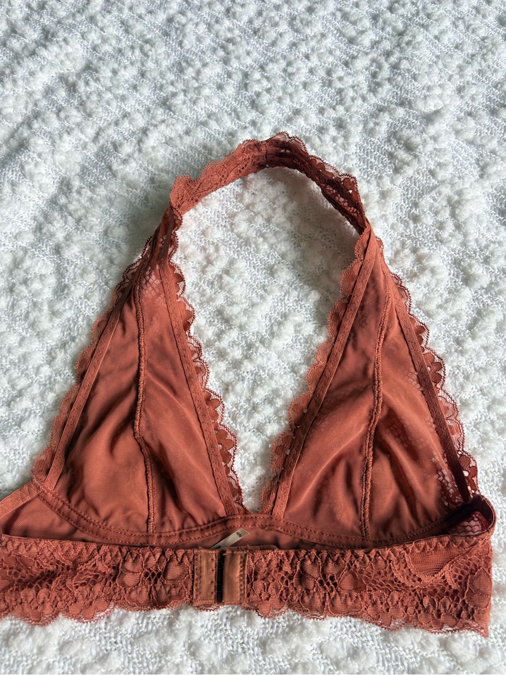 Free People Terracotta Orange Lace Halter Neck Bra Size XS Cottagecore Minimalis - Picture 6 of 9